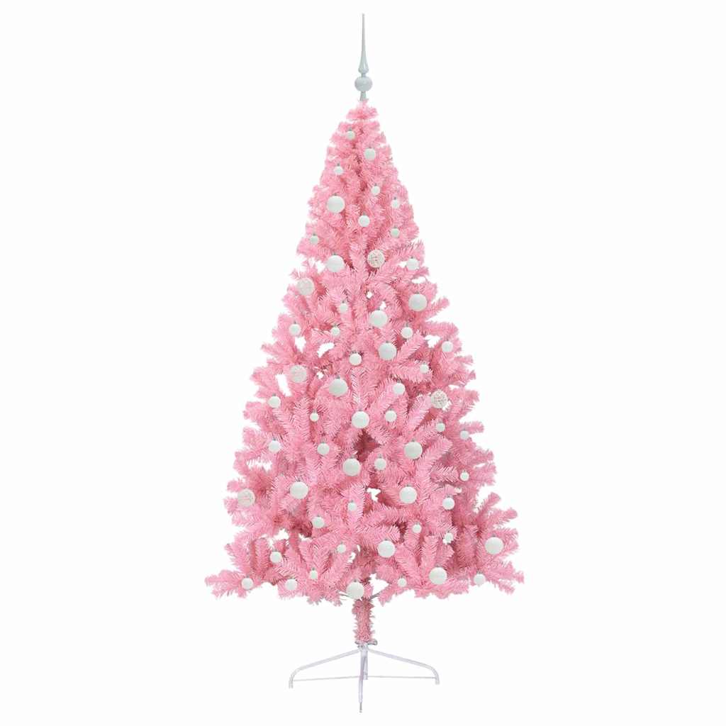 vidaXL Artificial Pre-lit Christmas Tree with 300 LEDs Pink 180 cm PVC - 50659