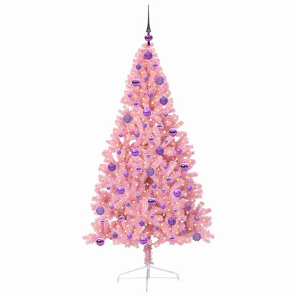 vidaXL Artificial Pre-lit Christmas Tree with 300 LEDs Pink 180 cm PVC - 50660