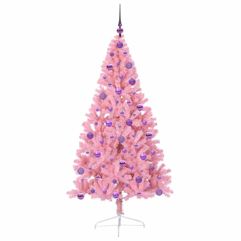 vidaXL Artificial Pre-lit Christmas Tree with 300 LEDs Pink 180 cm PVC - 50660