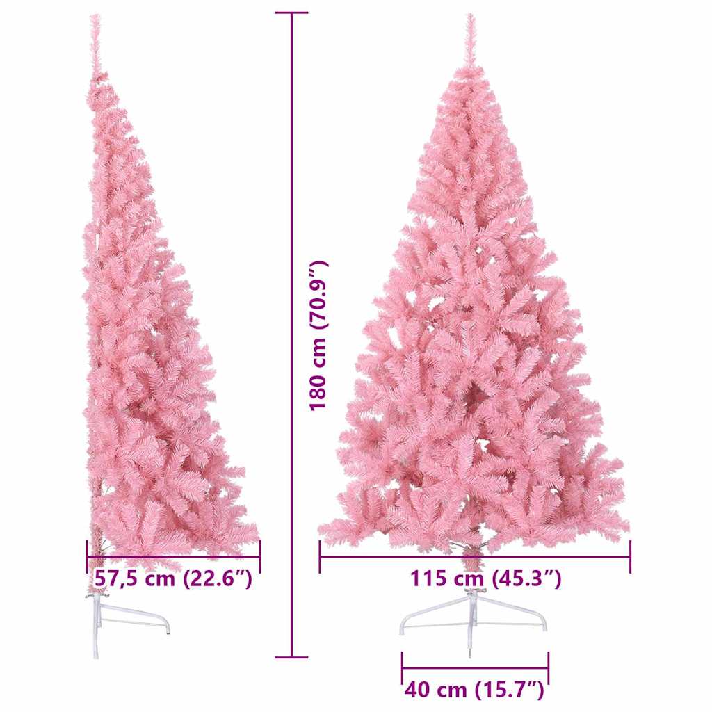 vidaXL Artificial Pre-lit Christmas Tree with 300 LEDs Pink 180 cm PVC - 50660