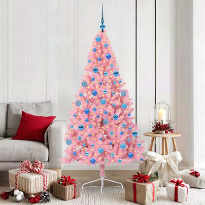 vidaXL Artificial Pre-lit Christmas Tree with 300 LEDs Pink 180 cm PVC - 50667