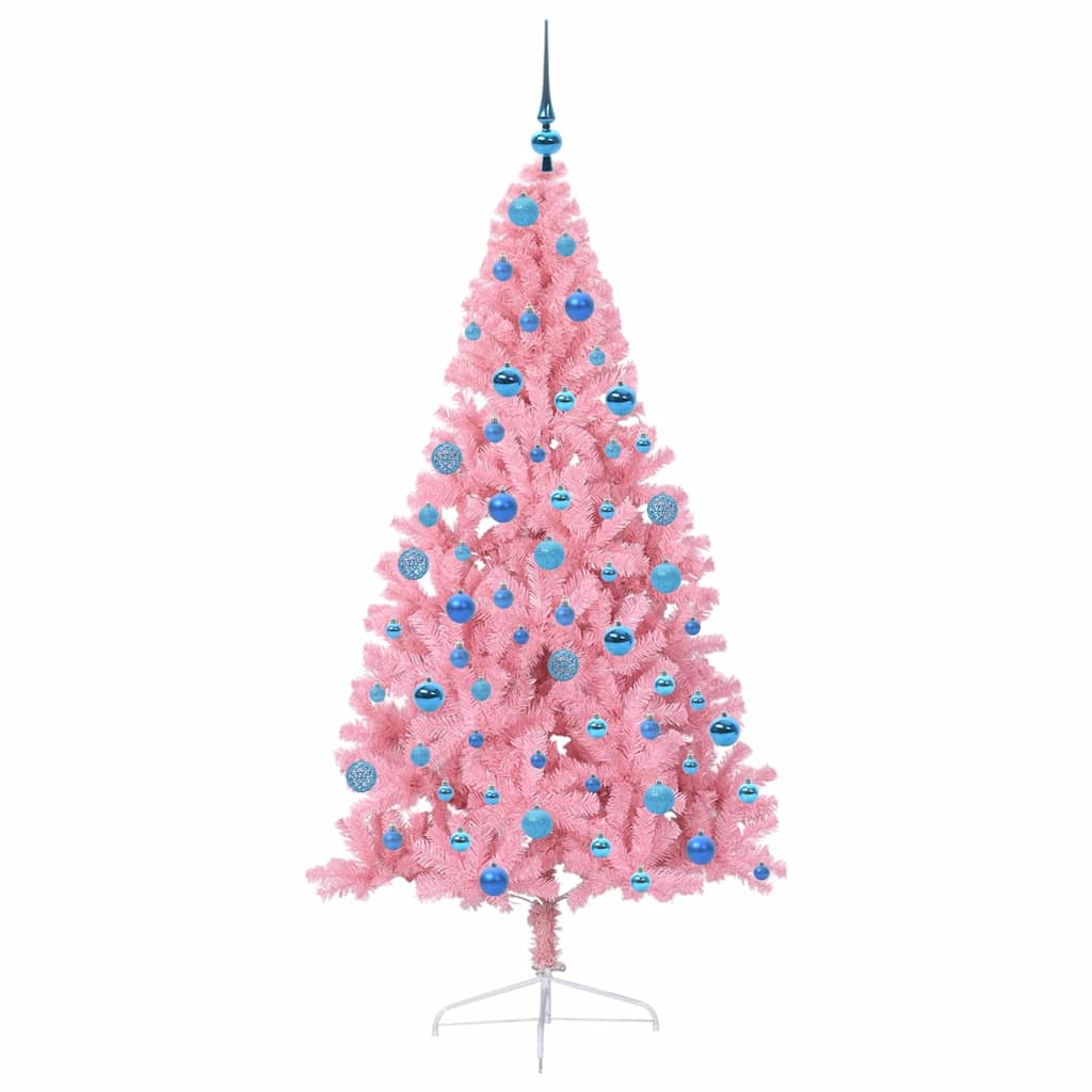vidaXL Artificial Pre-lit Christmas Tree with 300 LEDs Pink 180 cm PVC - 50667