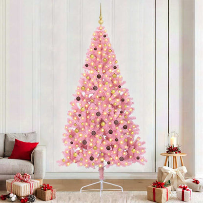 vidaXL Artificial Pre-lit Christmas Tree with 300 LEDs Pink 240 cm PVC - 50675