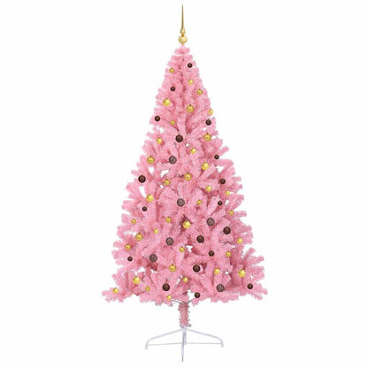 vidaXL Artificial Pre-lit Christmas Tree with 300 LEDs Pink 240 cm PVC - 50675