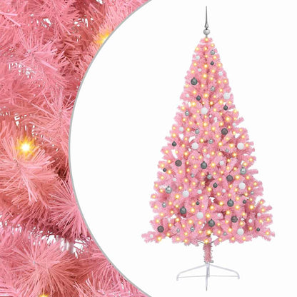 vidaXL Artificial Pre-lit Christmas Tree with 300 LEDs Pink 240 cm PVC - 50678
