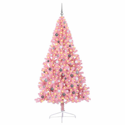 vidaXL Artificial Pre-lit Christmas Tree with 300 LEDs Pink 240 cm PVC - 50678