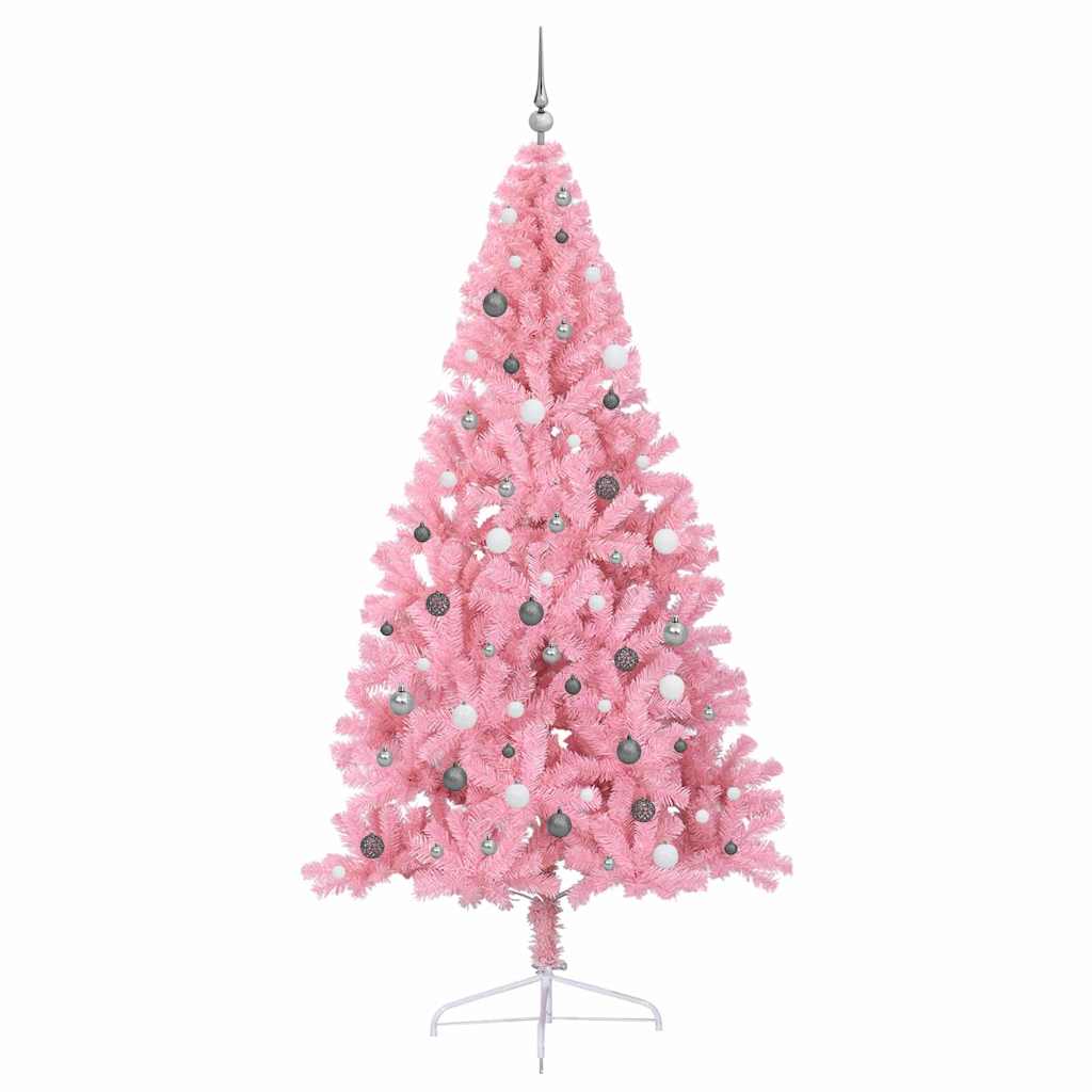 vidaXL Artificial Pre-lit Christmas Tree with 300 LEDs Pink 240 cm PVC - 50678