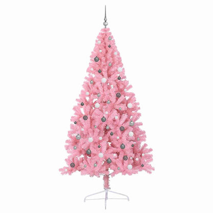 vidaXL Artificial Pre-lit Christmas Tree with 300 LEDs Pink 240 cm PVC - 50678