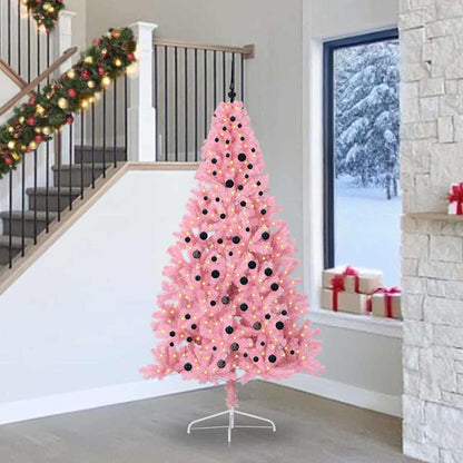 vidaXL Artificial Pre-lit Christmas Tree with 300 LEDs Pink 240 cm PVC - 50683