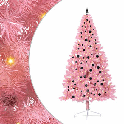 vidaXL Artificial Pre-lit Christmas Tree with 300 LEDs Pink 240 cm PVC - 50683