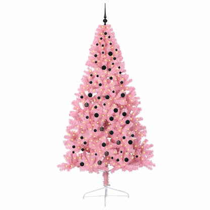 vidaXL Artificial Pre-lit Christmas Tree with 300 LEDs Pink 240 cm PVC - 50683