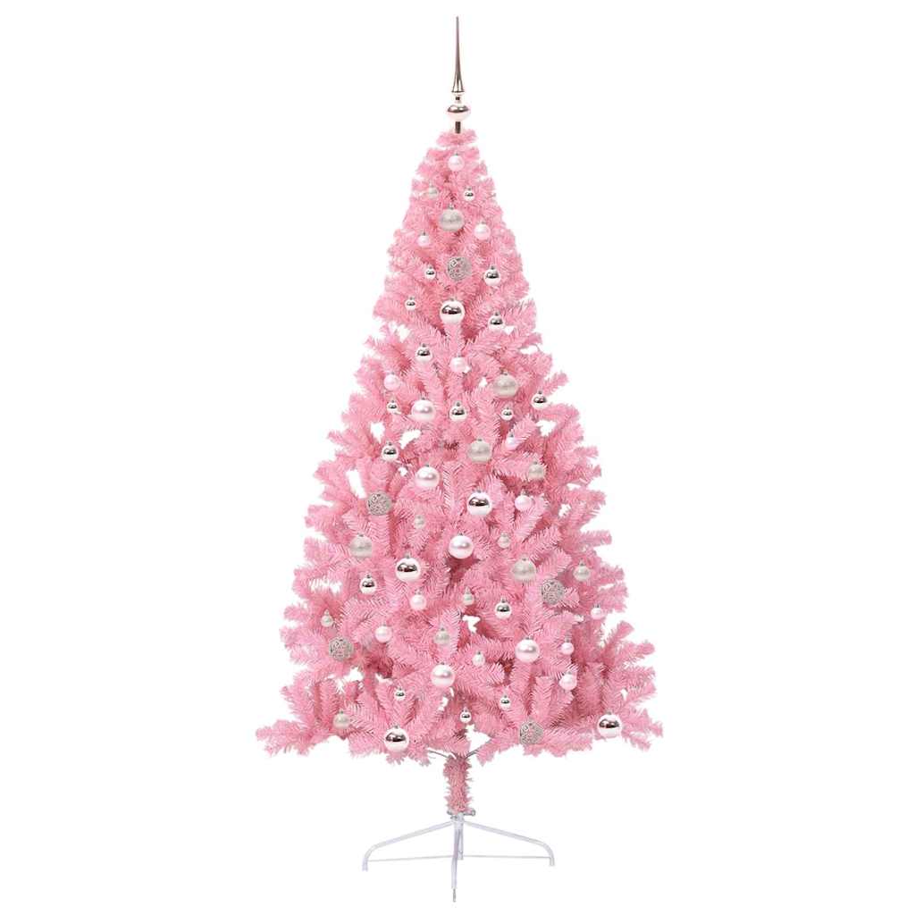 vidaXL Artificial Pre-lit Christmas Tree with 300 LEDs Pink 240 cm PVC - 50684