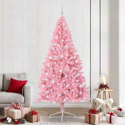 vidaXL Artificial Pre-lit Christmas Tree Pink 240 cm PVC