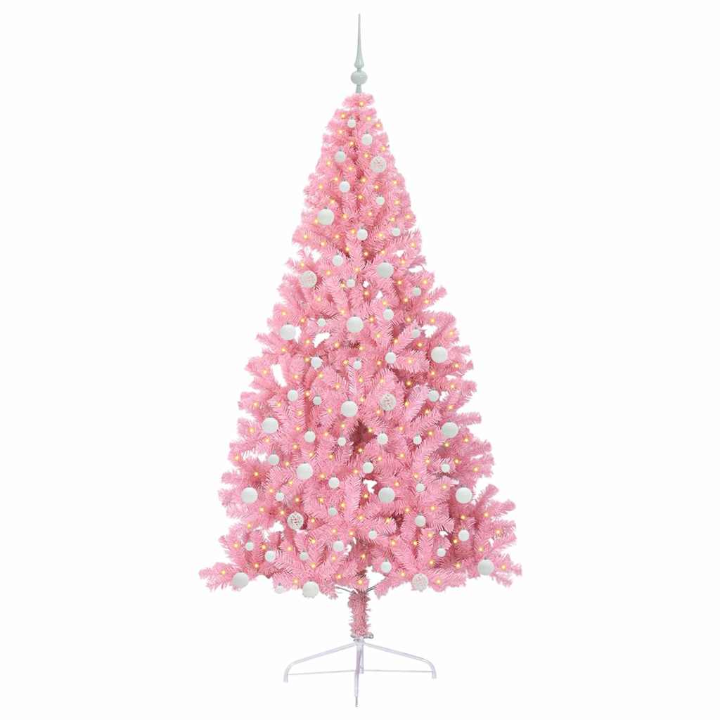 vidaXL Artificial Pre-lit Christmas Tree Pink 240 cm PVC