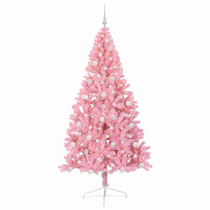 vidaXL Artificial Pre-lit Christmas Tree Pink 240 cm PVC