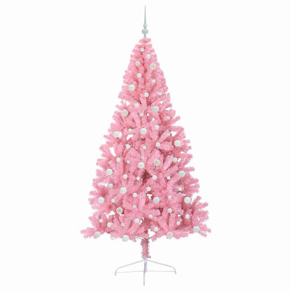 vidaXL Artificial Pre-lit Christmas Tree Pink 240 cm PVC