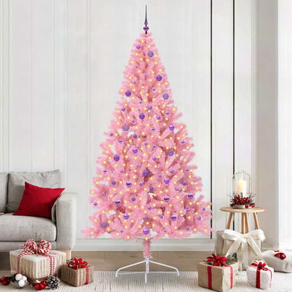 vidaXL Artificial Pre-lit Christmas Tree with 300 LEDs Pink 240 cm PVC - 50698