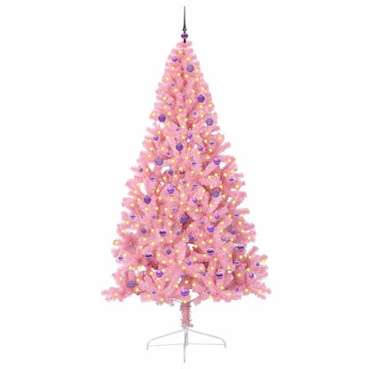 vidaXL Artificial Pre-lit Christmas Tree with 300 LEDs Pink 240 cm PVC - 50698
