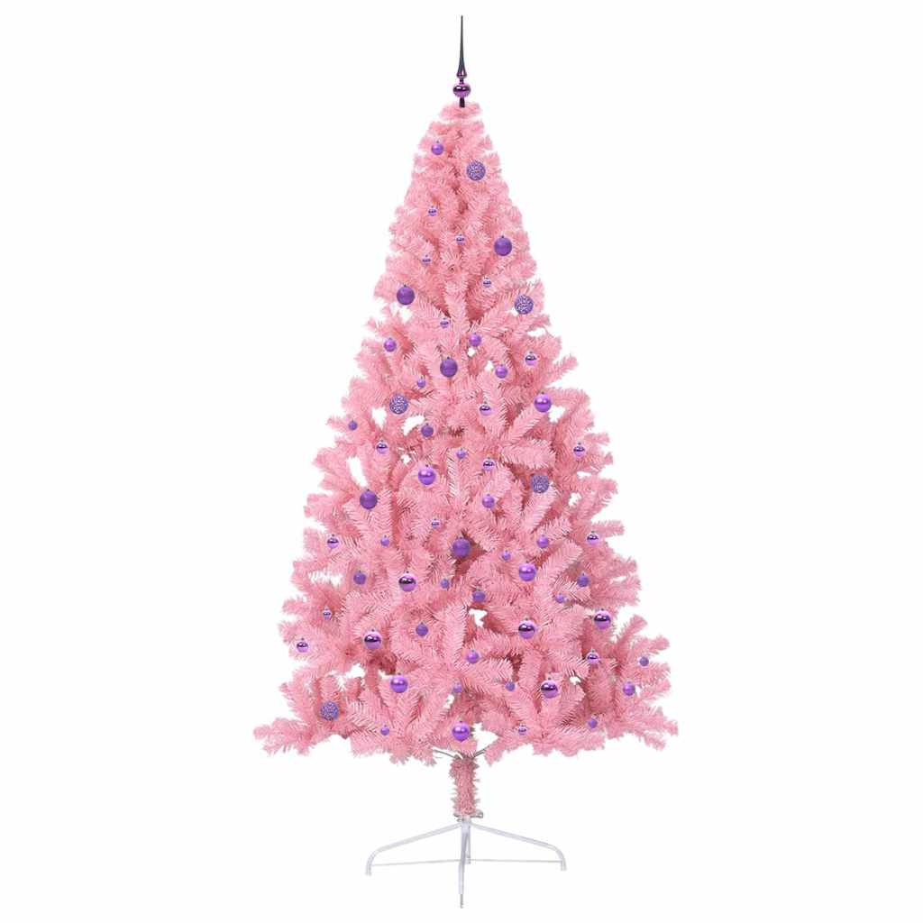 vidaXL Artificial Pre-lit Christmas Tree with 300 LEDs Pink 240 cm PVC - 50698