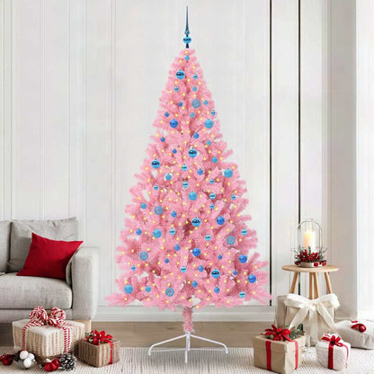 vidaXL Artificial Pre-lit Christmas Tree with 300 LEDs Pink 240 cm PVC - 50699