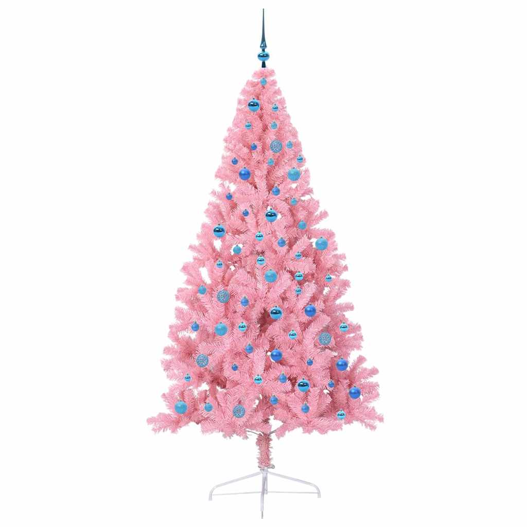 vidaXL Artificial Pre-lit Christmas Tree with 300 LEDs Pink 240 cm PVC - 50699