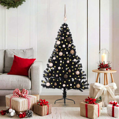 vidaXL Artificial Pre-lit Christmas Tree Black 150 cm PVC - 50710