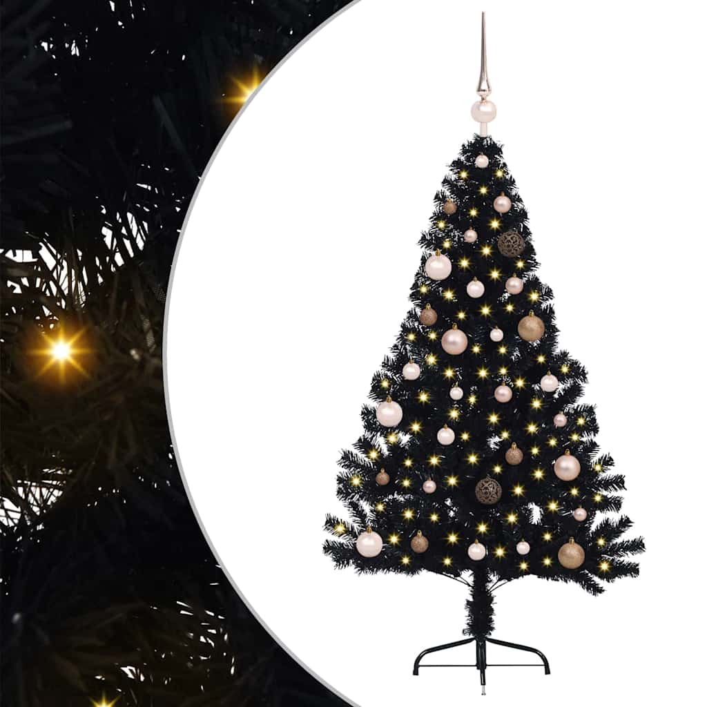 vidaXL Artificial Pre-lit Christmas Tree Black 150 cm PVC - 50710