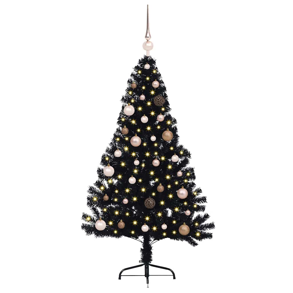 vidaXL Artificial Pre-lit Christmas Tree Black 150 cm PVC - 50710