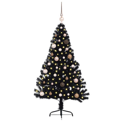 vidaXL Artificial Pre-lit Christmas Tree Black 150 cm PVC - 50710