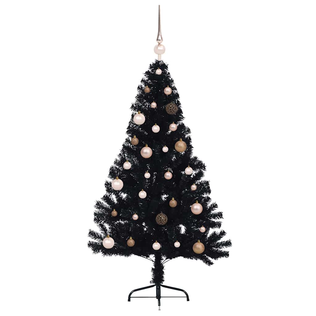 vidaXL Artificial Pre-lit Christmas Tree Black 150 cm PVC - 50710