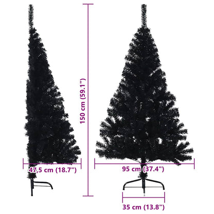 vidaXL Artificial Pre-lit Christmas Tree Black 150 cm PVC - 50710