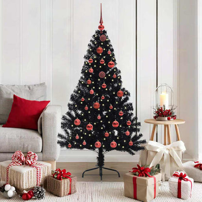 vidaXL Artificial Pre-lit Christmas Tree Black 150 cm PVC - 50717