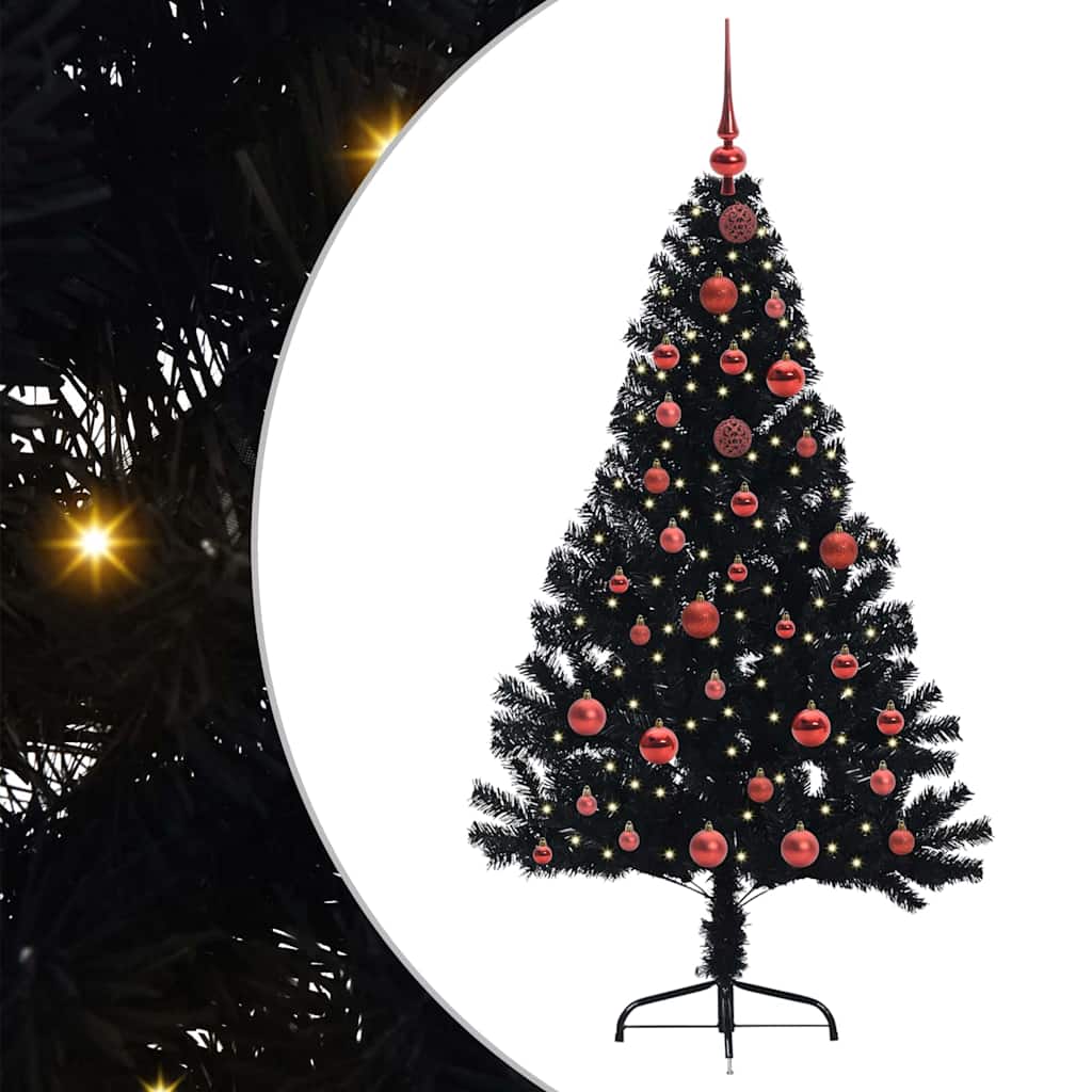 vidaXL Artificial Pre-lit Christmas Tree Black 150 cm PVC - 50717