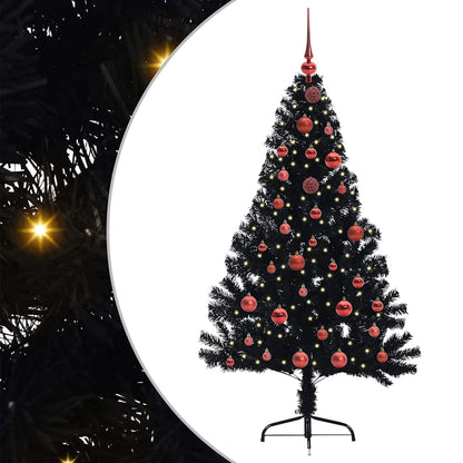 vidaXL Artificial Pre-lit Christmas Tree Black 150 cm PVC - 50717