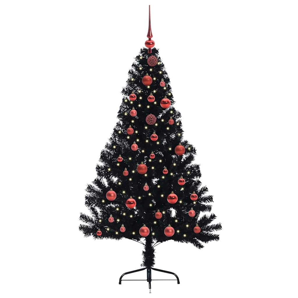 vidaXL Artificial Pre-lit Christmas Tree Black 150 cm PVC - 50717