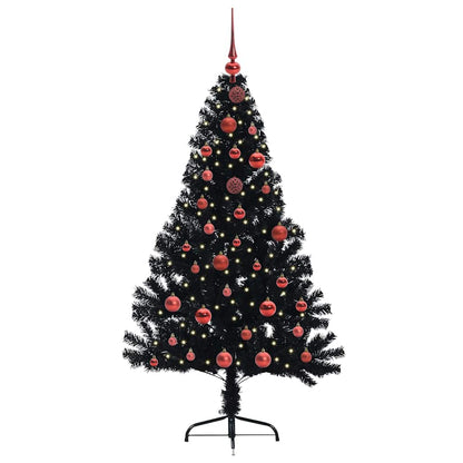vidaXL Artificial Pre-lit Christmas Tree Black 150 cm PVC - 50717