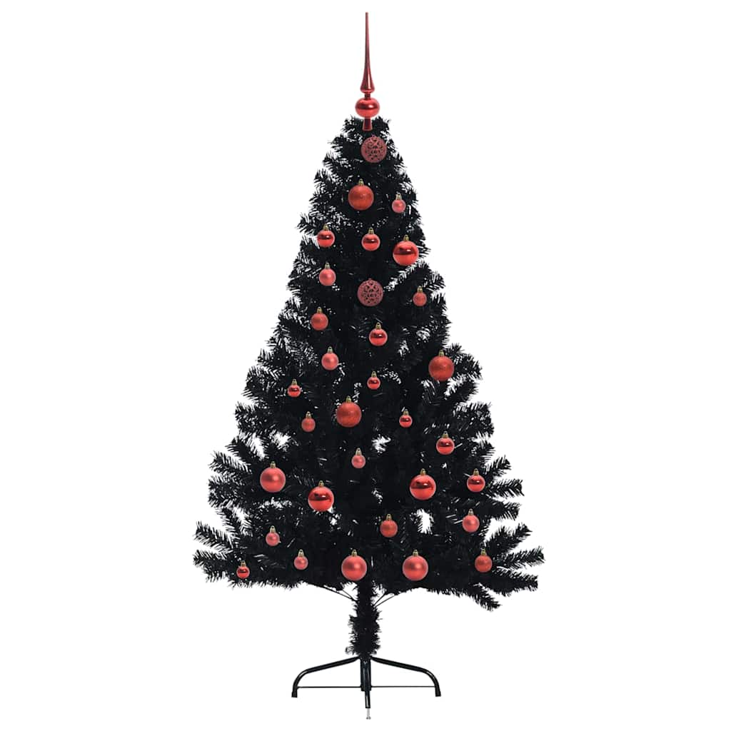 vidaXL Artificial Pre-lit Christmas Tree Black 150 cm PVC - 50717