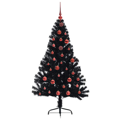 vidaXL Artificial Pre-lit Christmas Tree Black 150 cm PVC - 50717