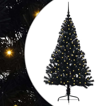vidaXL Artificial Pre-lit Christmas Tree Black 150 cm PVC - 50718