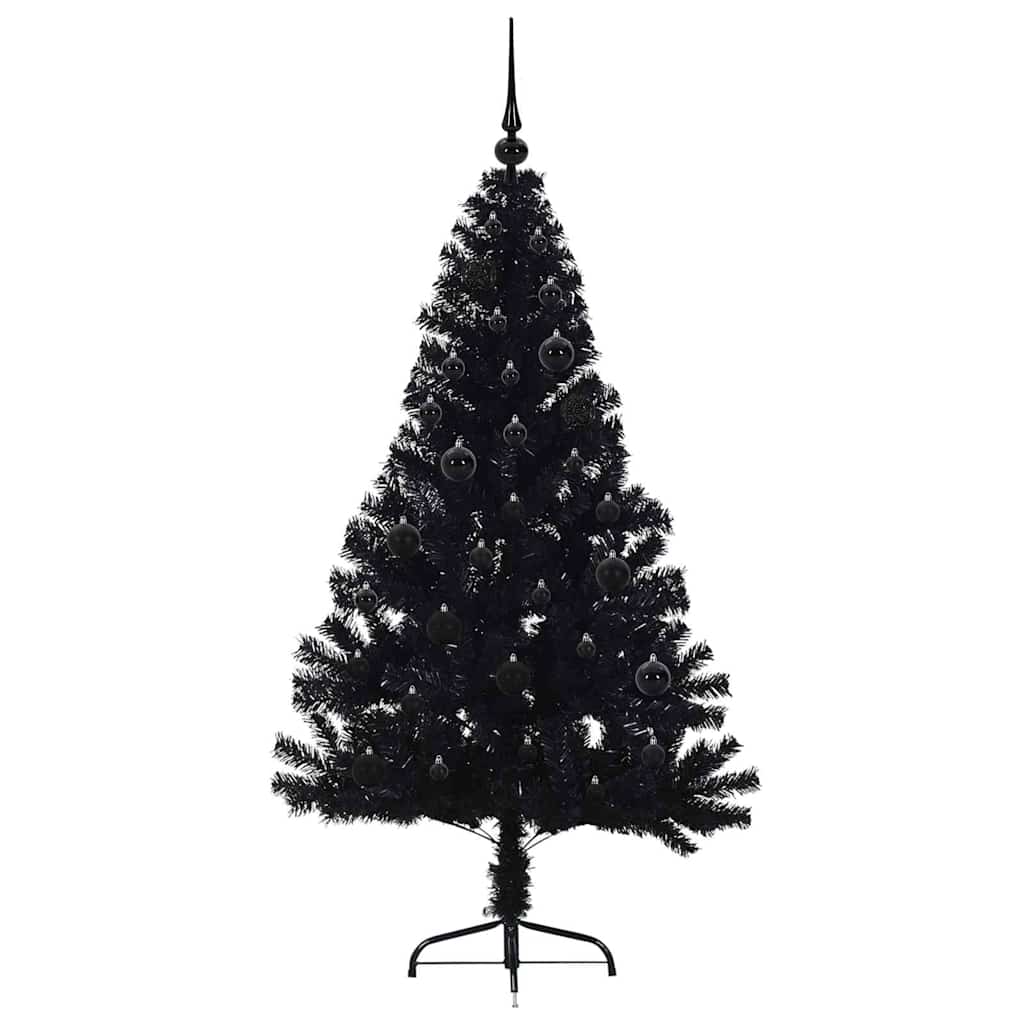 vidaXL Artificial Pre-lit Christmas Tree Black 150 cm PVC - 50718