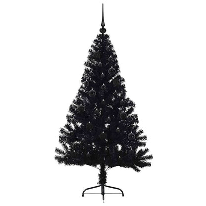 vidaXL Artificial Pre-lit Christmas Tree Black 150 cm PVC - 50718