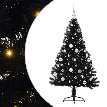 vidaXL Artificial Pre-lit Christmas Tree Black 150 cm PVC - 50727
