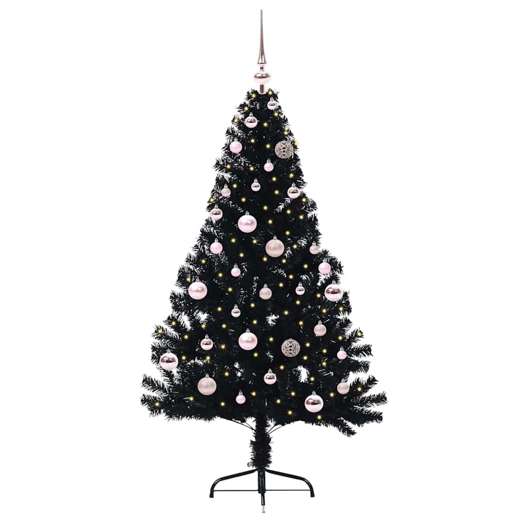 vidaXL Artificial Pre-lit Christmas Tree Black 150 cm PVC - 50727