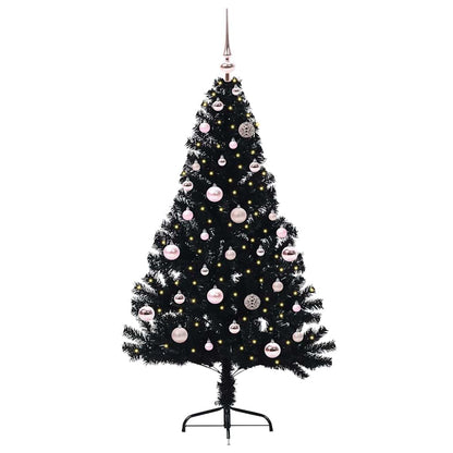 vidaXL Artificial Pre-lit Christmas Tree Black 150 cm PVC - 50727