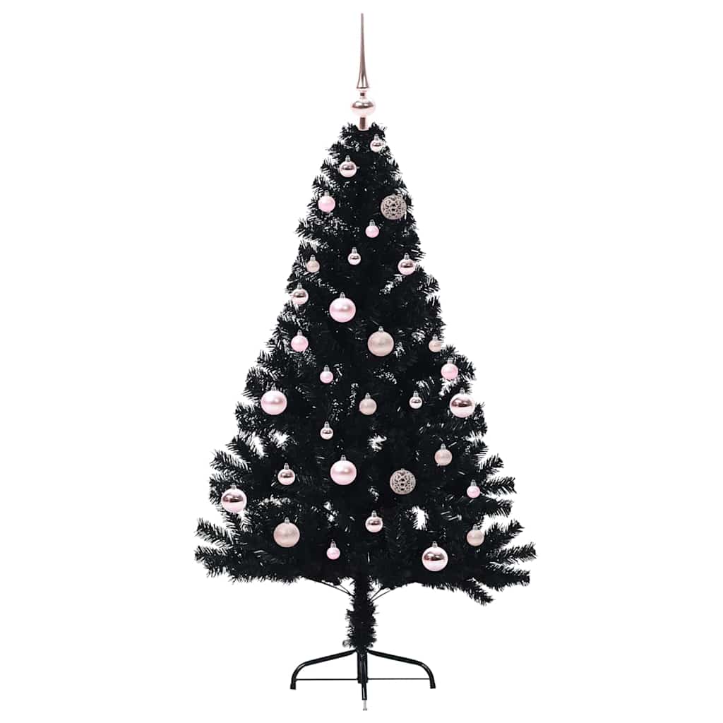 vidaXL Artificial Pre-lit Christmas Tree Black 150 cm PVC - 50727