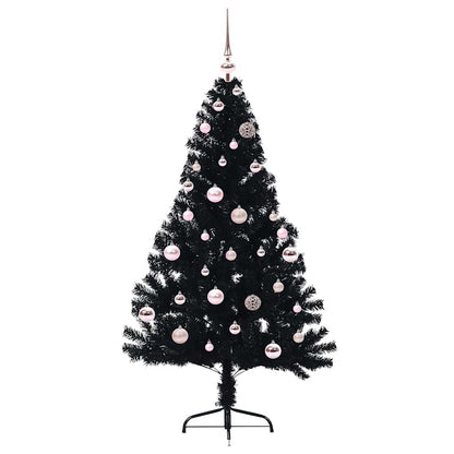 vidaXL Artificial Pre-lit Christmas Tree Black 150 cm PVC - 50727