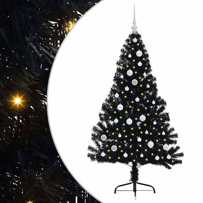 vidaXL Artificial Pre-lit Christmas Tree Black 150 cm PVC - 50730