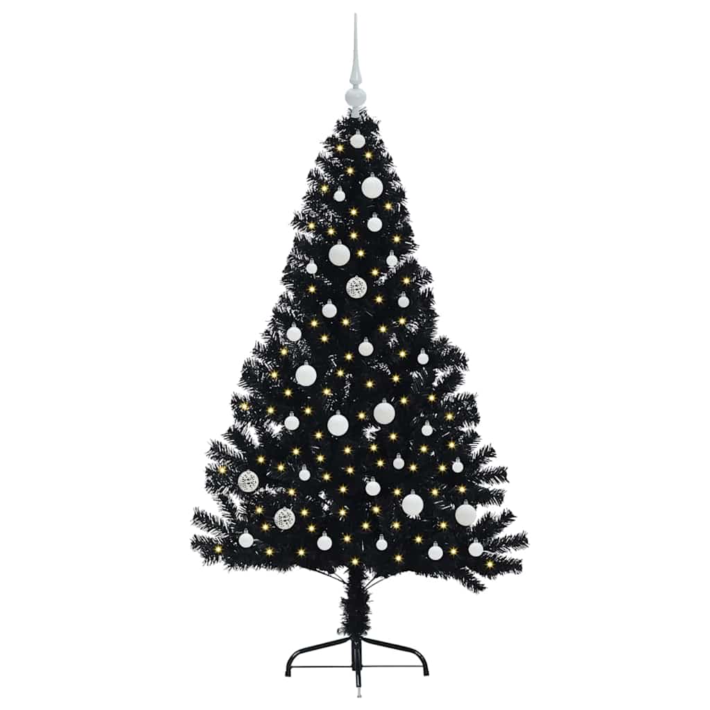 vidaXL Artificial Pre-lit Christmas Tree Black 150 cm PVC - 50730