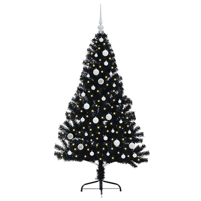 vidaXL Artificial Pre-lit Christmas Tree Black 150 cm PVC - 50730