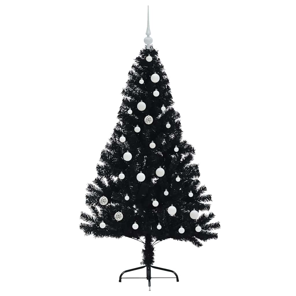 vidaXL Artificial Pre-lit Christmas Tree Black 150 cm PVC - 50730